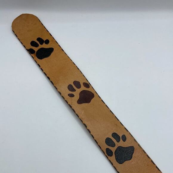 Vintage leather lion head animal paw print belt brown adjustable - Picture 9 of 9